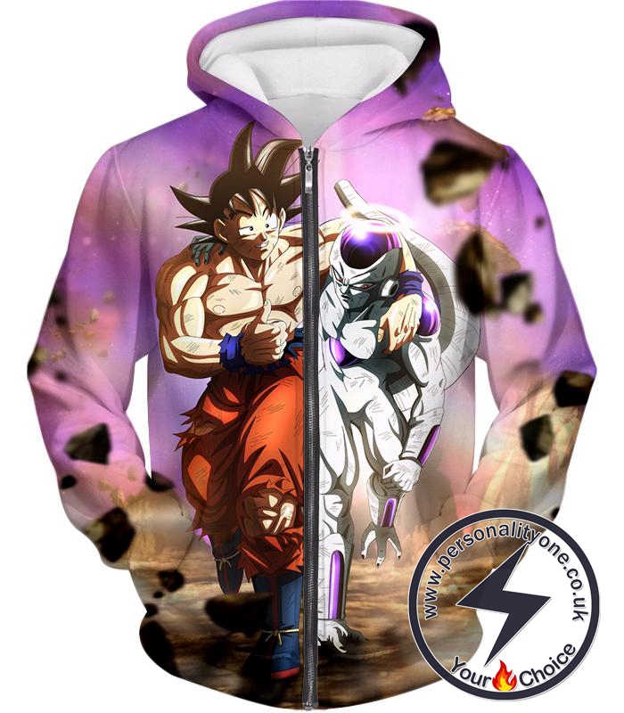 Dragon Ball Super Awesome Fighters Goku X Frieza Amazing Graphic Anime Zip Up Hoodie